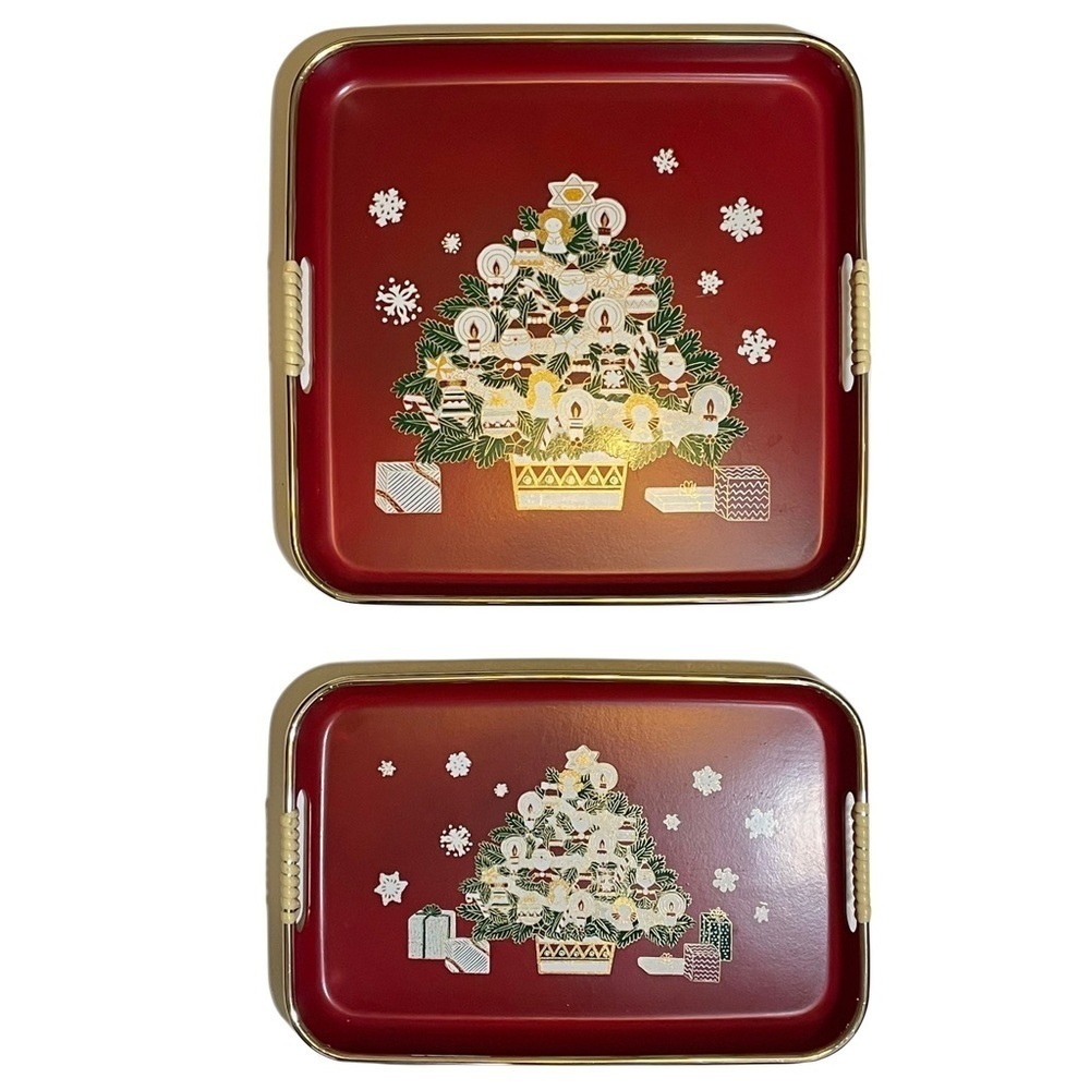 Lacquer Wear Vintage Christmas Trays Set of 2